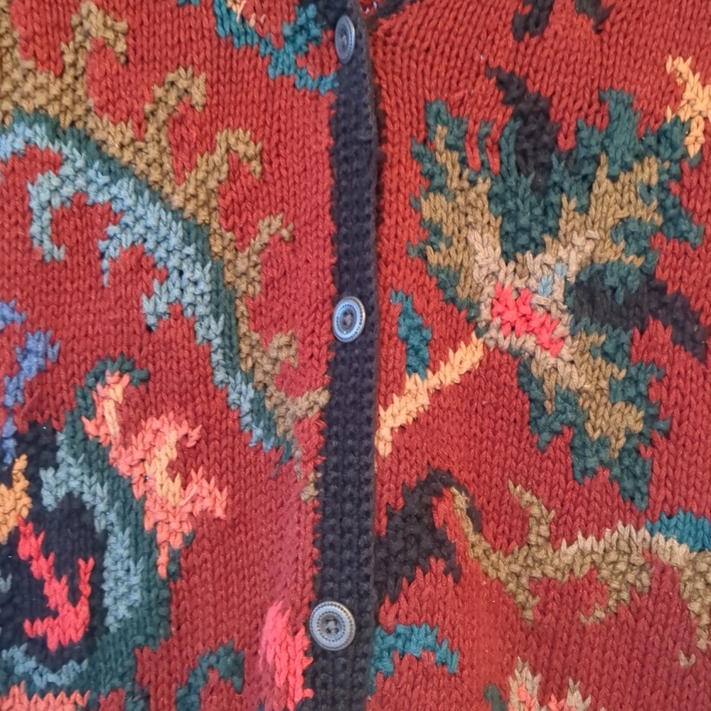 NOMADIC TRADERS  Button Front Sweater Vest Floral sz L